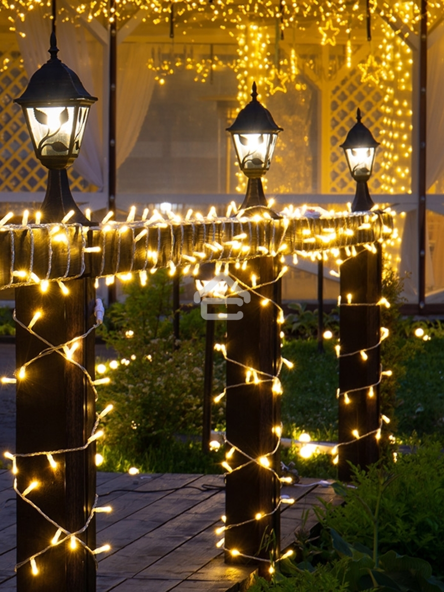 Гирлянда «Нить» 10 м, 200 LED, прозрачный ПВХ, цвет свечения теплый белый NEON-NIGHT