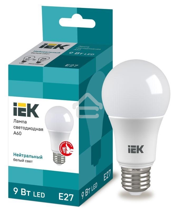 Лампа Iek LLE-A60-9-230-40-E27 светодиодная ECO A60 шар 9Вт 230В 4000К E27 IEK