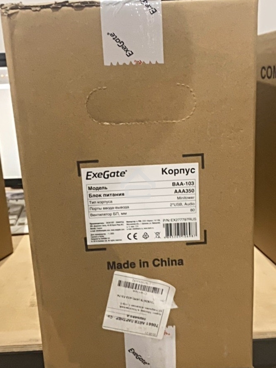 Компьютерный корпус Minitower Exegate BAA-103 Black, mATX, <AAA350, 80mm>, 2*USB, Audio