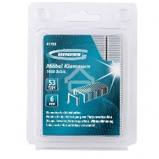 Скобы Gross 41706 6 мм, для мебельного степлера, усиленные, тип 53, 1000 шт.
