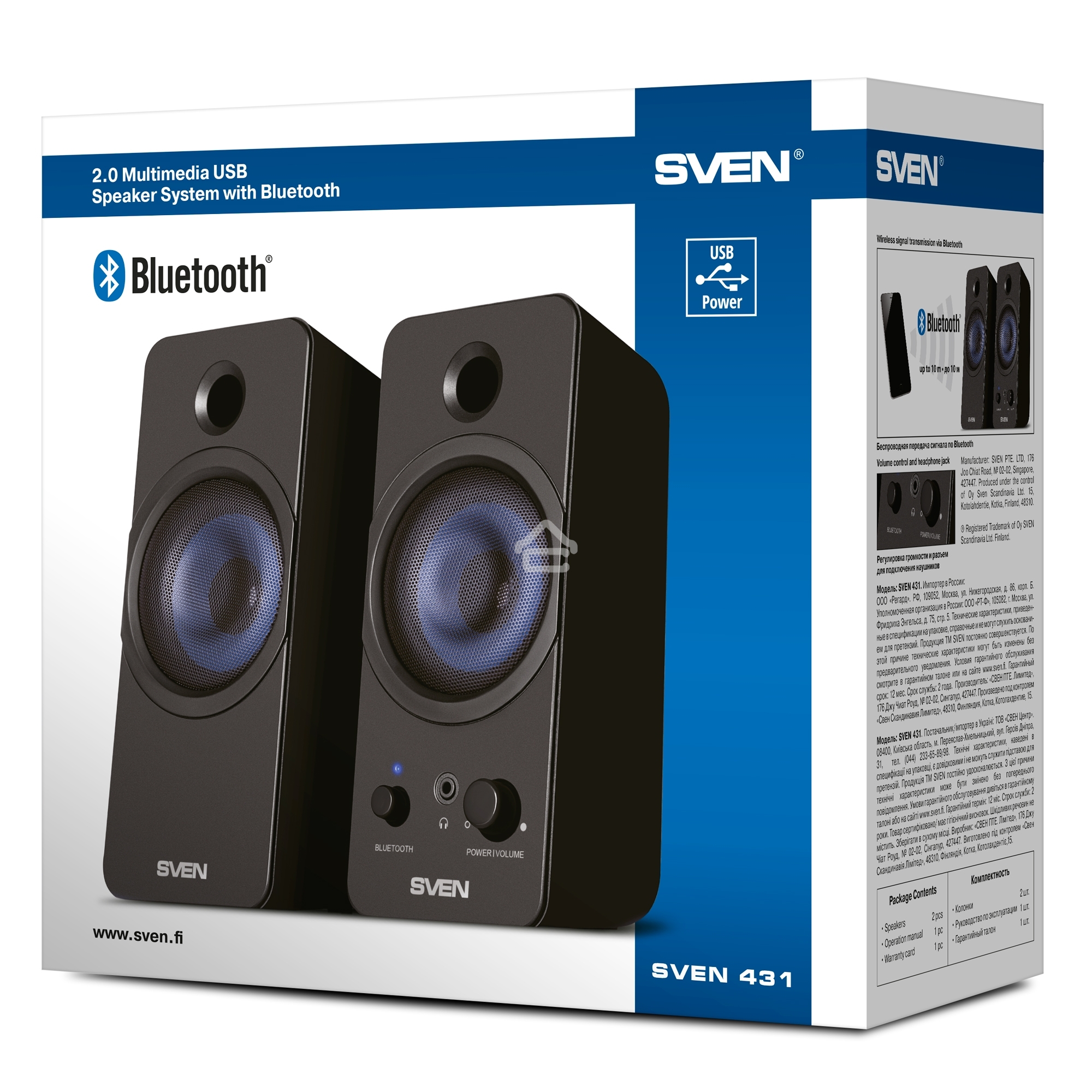 Колонки SVEN АС SVEN 431, черный (6 Вт, питание USB, Bluetooth)