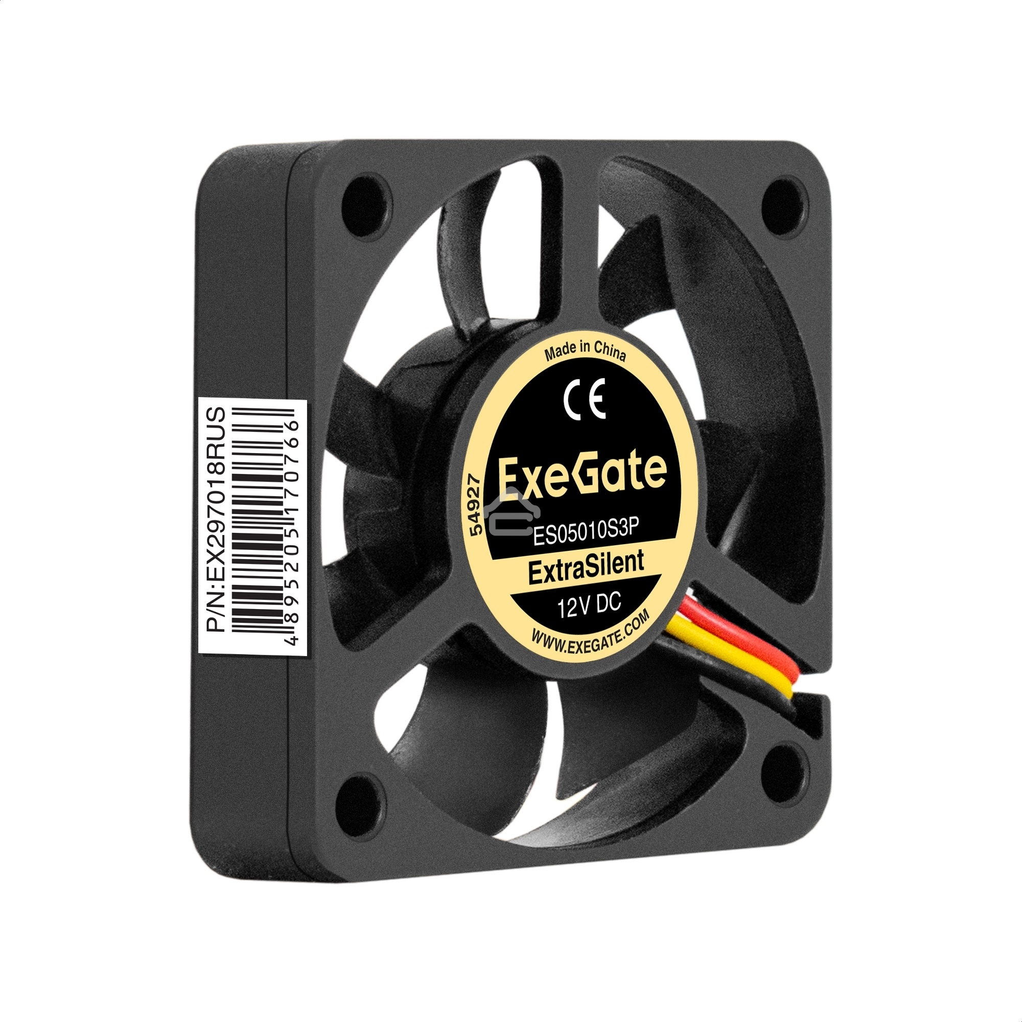 Вентилятор для корпуса ExeGate ExtraSilent ES05010S3P черный, 50 мм, 5000 об/мин, 28 дБ, 3 pin