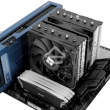 Кулер для процессора Thermalright Royal Knight 120 SE (4-pin PWM, 155мм, Ni/Cu, 6x6мм, 2x120мм, 66.17CFM/59CFM, 25.6dBA/26.1dBA, 1500RPM/1800RPM, S: 1200, 1700, 1851, 115X, AM4, AM5, silver, black)