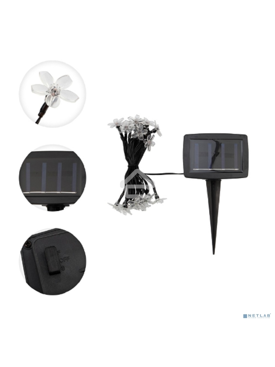 Каскад Lamper Ночной букет LED 4 м с выносной солнечной панелью 2 м и аккумулятором, теплое белое свечение