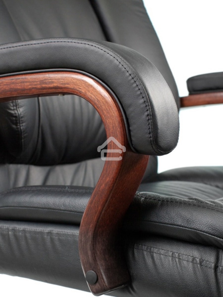Кресло руководителя Бюрократ T-9925WALNUT/BLACK черный, кожа, крестовина дерево