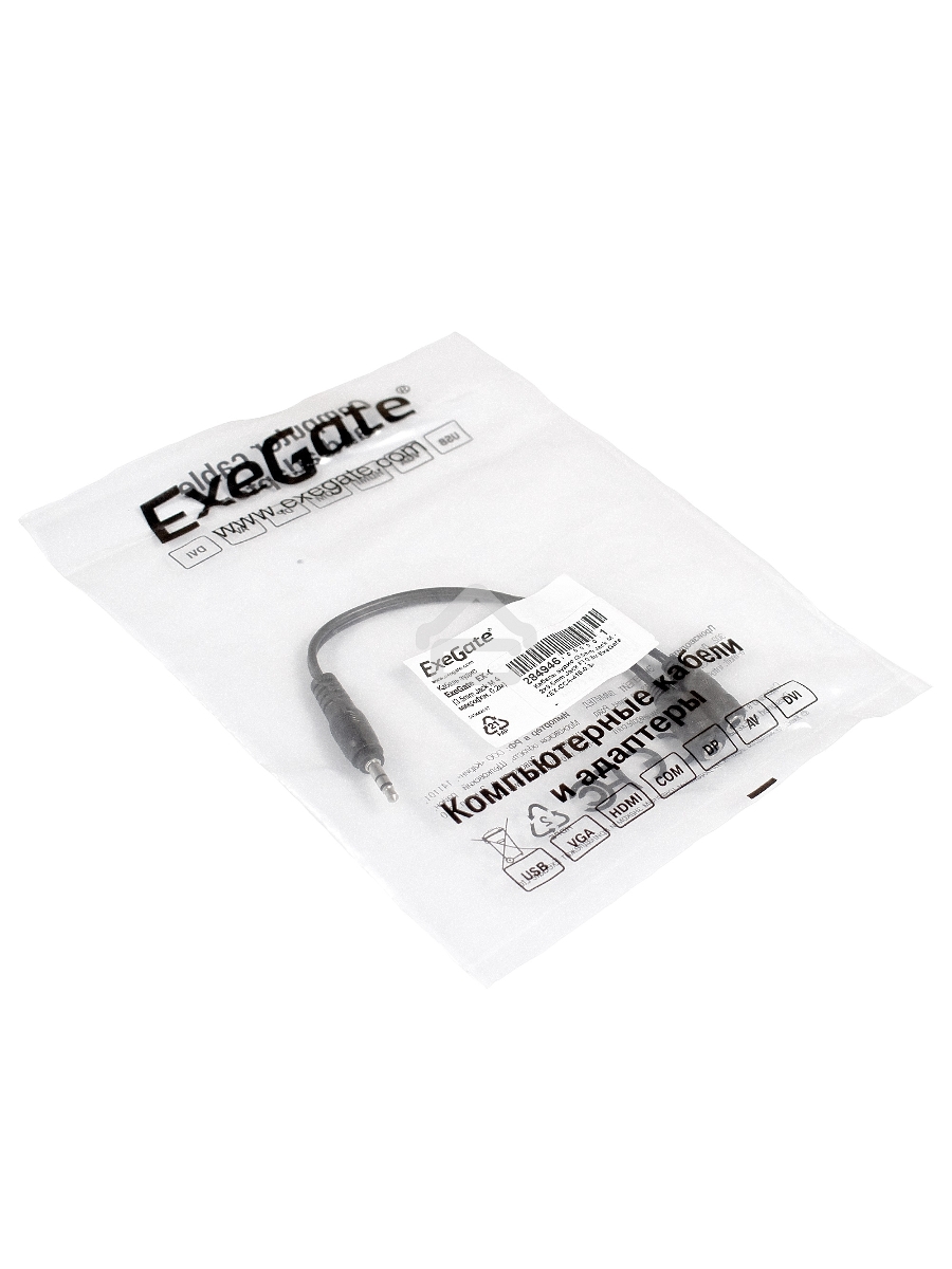 Кабель-разветвитель аудио Exegate EX284946RUS EX-CCA-415-0.3 (3.5mm Jack M/2x3.5mm Jack F, 0,3м)
