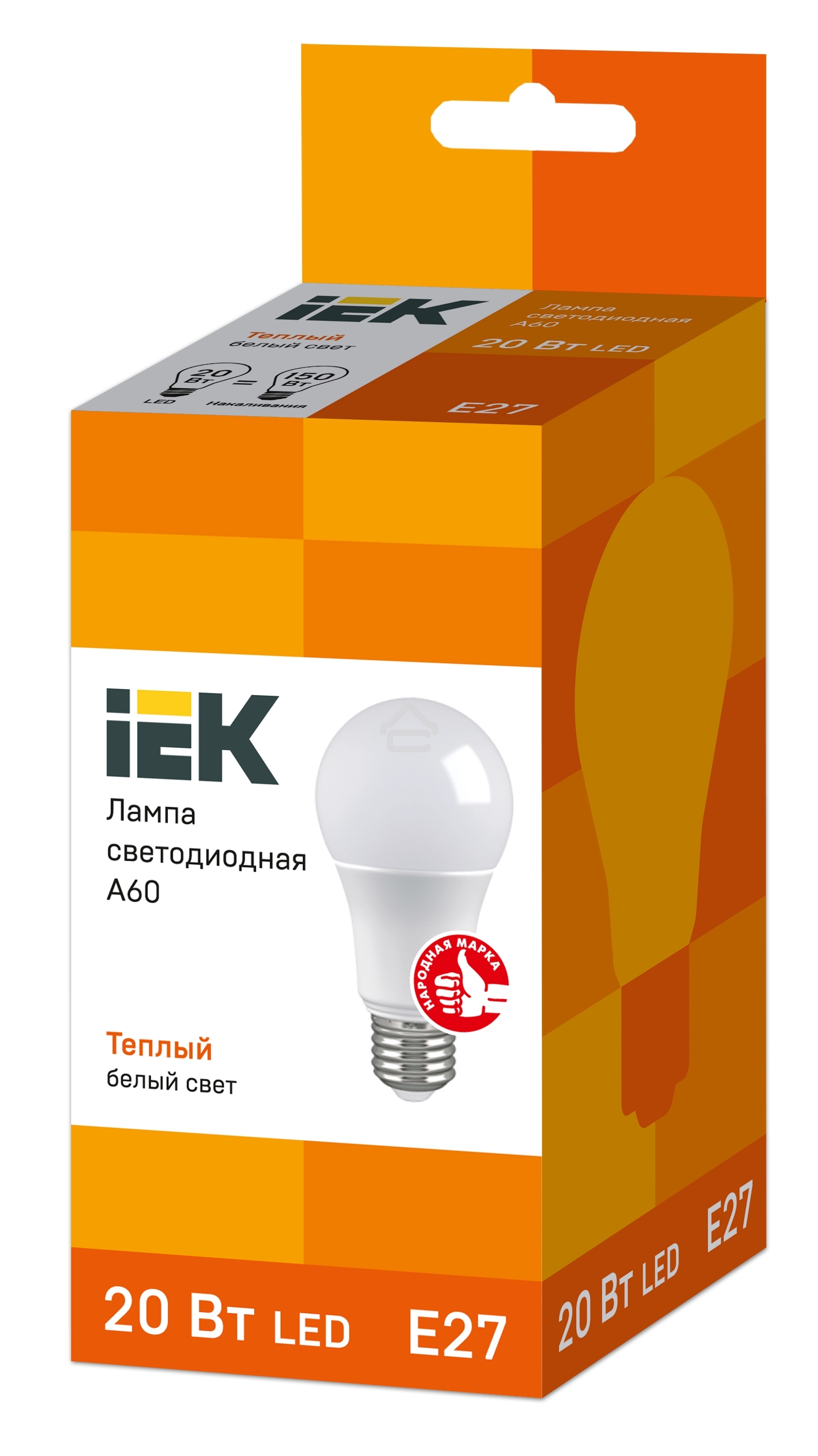 Лампа Iek LLE-A60-20-230-30-E27 светодиодная ECO A60 шар 20Вт 230В 3000К E27 IEK
