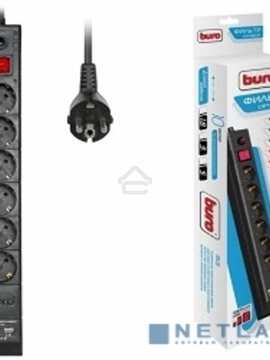 Сетевой фильтр BURO Сетевой фильтр, 6 розеток, 5 метров, (BU-SP5_USB_2A-B) черный {992320}