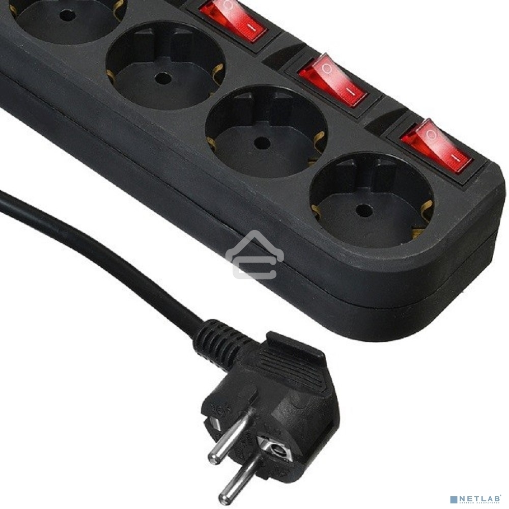 Сетевой фильтр Buro 500SH-1.8-SW-B 1.8 м, 5 розеток, черный, коробка