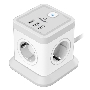 Сетевой фильтр Cablexpert Tower, TWR-4-CU2-W-2, 4р, 10А, 1xType-C PD, 20Вт, 2хUSB, 2м, ур.защиты 2+, белый, коробка
