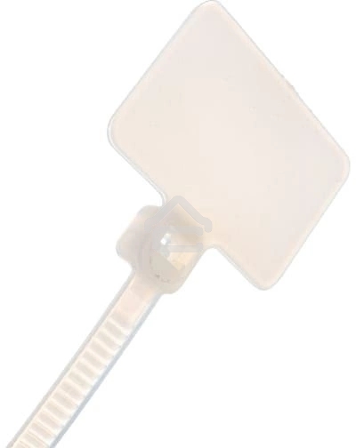 Стяжка пластиковая нейлоновая с площадкой для маркировки 3,6х205 мм, белый, 100 шт