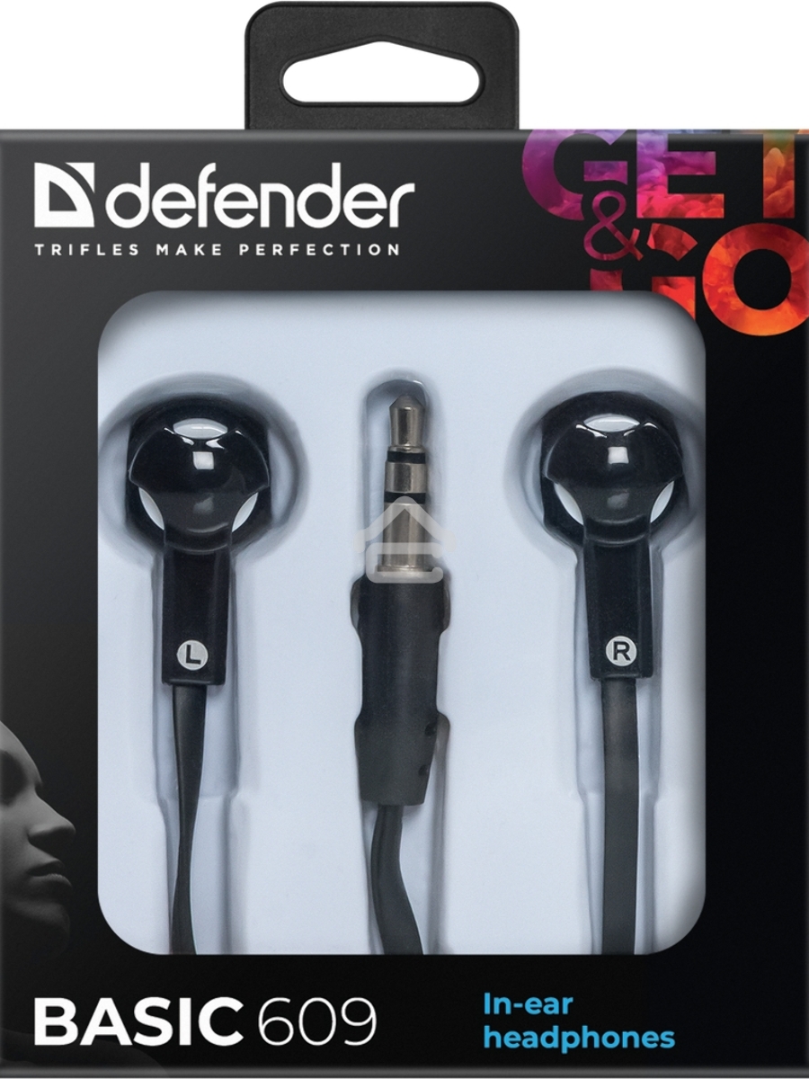 Наушники Defender вставки Basic 609 черный/белый