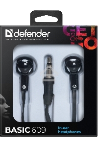 Наушники Defender вставки Basic 609 черный/белый