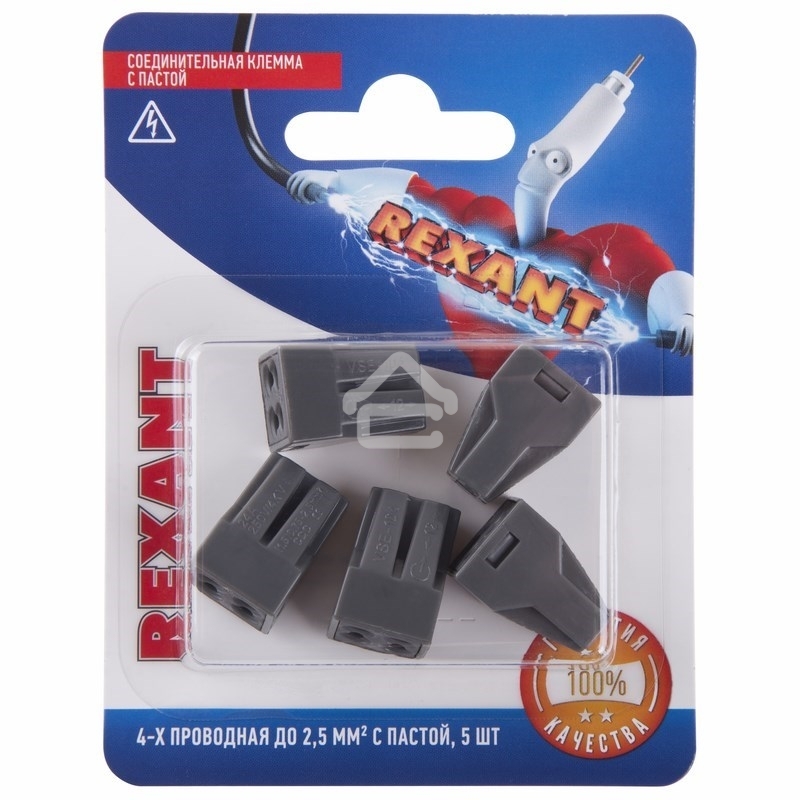 Соединительная клемма с пастой Rexant 4-х проводная до 2,5 мм², (5 шт.)