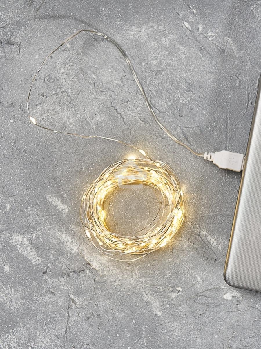 Гирлянда «Роса» 10 м, 100 LED, USB, теплое белое свечение NEON-NIGHT