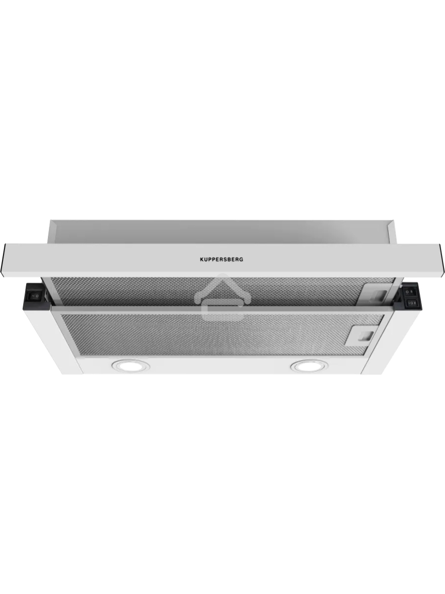 Встраиваемая вытяжка KUPPERSBERG SLIMDUAL 60 W, телескопическая, 60 см, High-Tech, макс. Производительность 650 м3/ч, 3 скорости, механическое управление, светодиодное освещение, два мотора, уровень шума 53 дБ, цвет белый