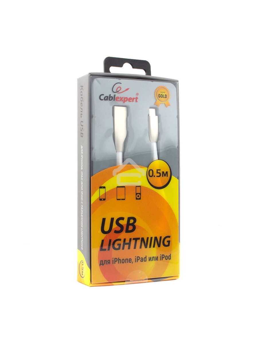 Кабель Cablexpert для Apple CC-G-APUSB01W-0.5M, AM/Lightning, серия Gold, длина 0.5м, белый, блистер