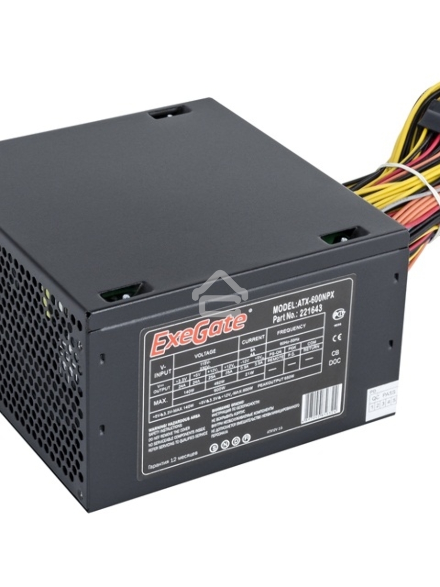 Блок питания ExeGate 600NPX (EX221643RUS-PC), 600Вт, 120мм, черный