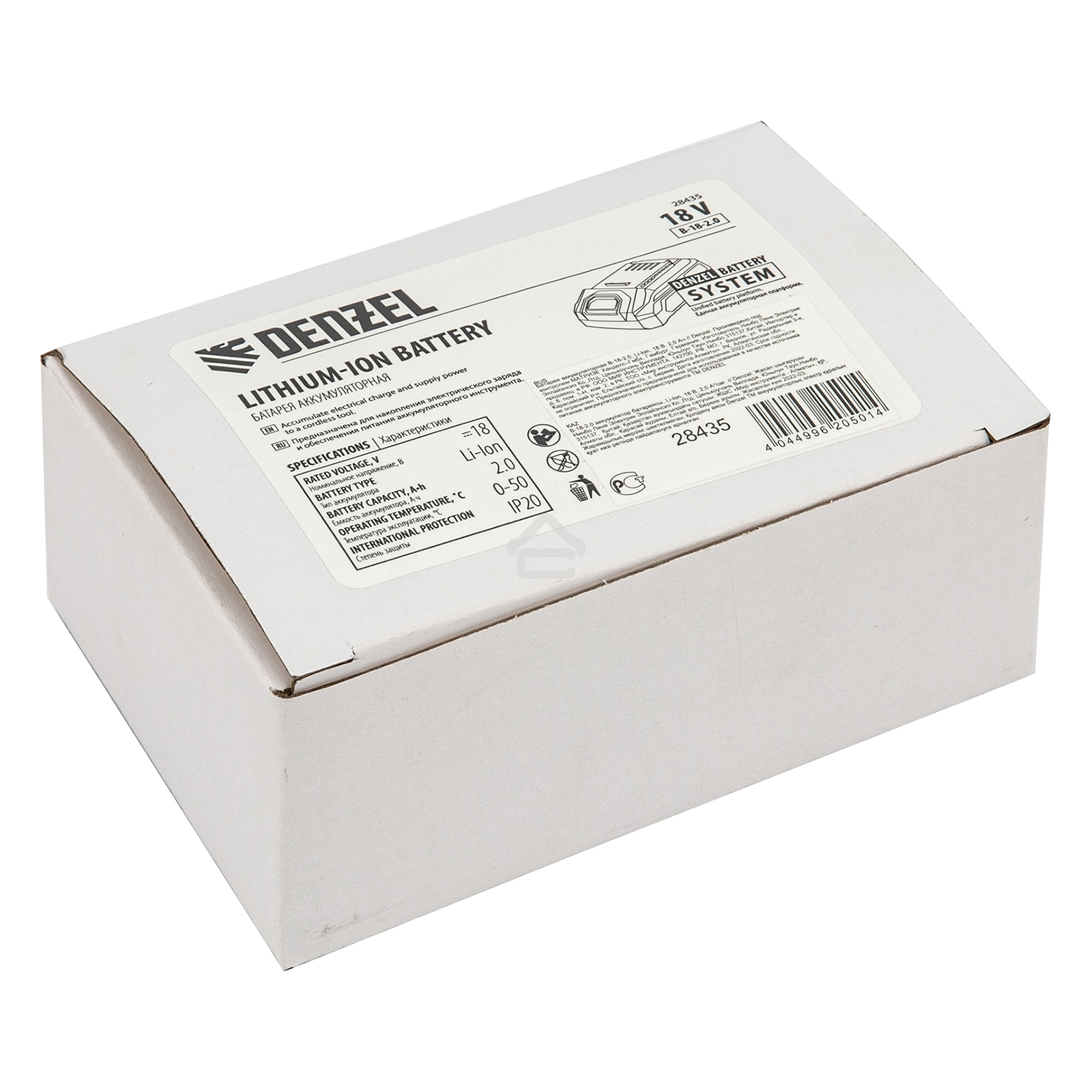 Батарея аккумуляторная Denzel B-18-2.0, Li-Ion, 18 В, 2,0 А·ч