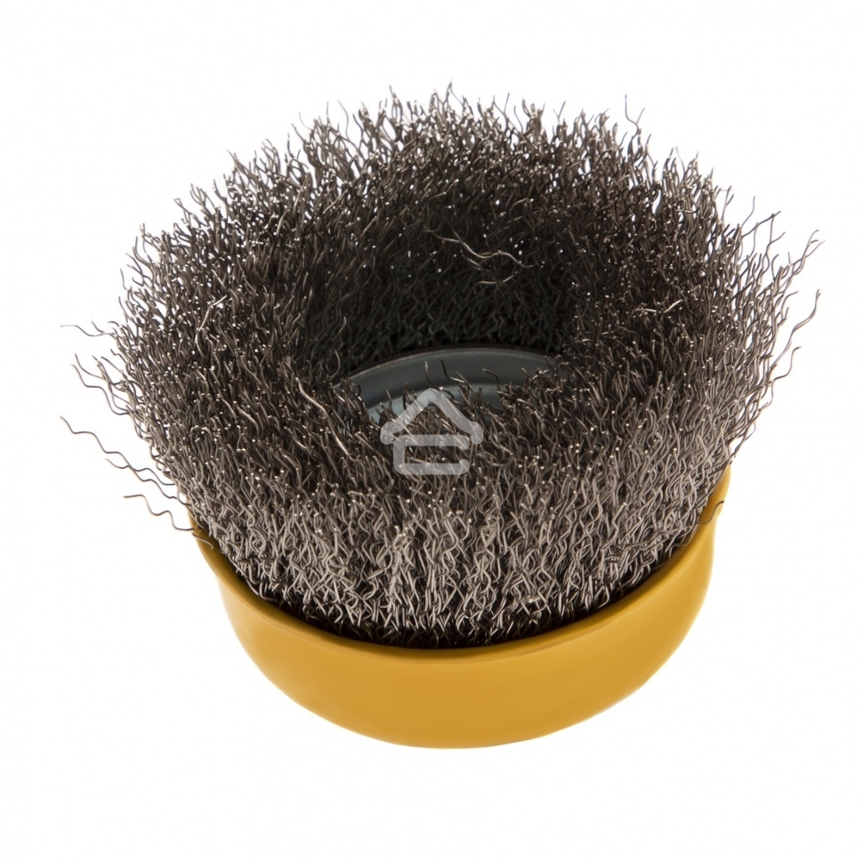 Щетка для УШМ Denzel 75 мм, М14, чашка, витая нержавеющая проволока 0,3 мм