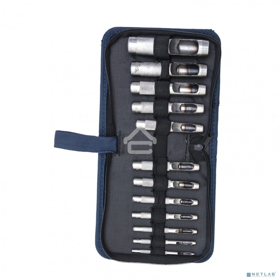 Набор пробойников для кожи Сибртех 3; 4; 5; 6; 7; 8; 9; 10; 12; 14; 16; 19 мм, 12 шт