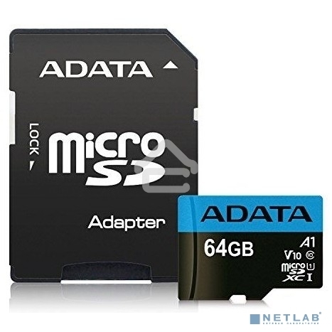 Флеш карта microSD 64GB ADATA microSDHC Class 10 UHS-I A1 100/25 MB/s (SD адаптер)