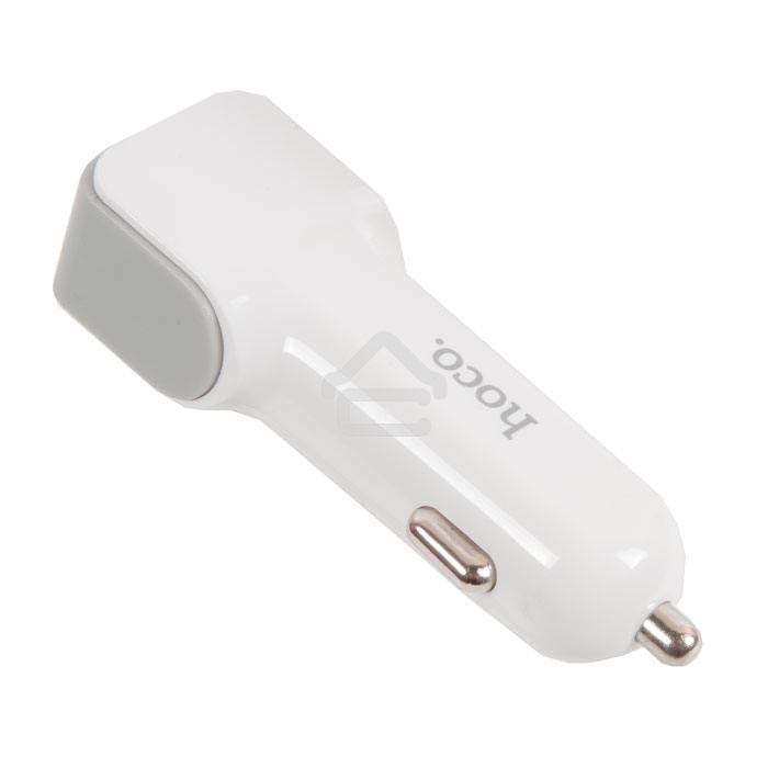 Автомобильное зарядное устройство HOCO z23 grand style dual-port car charger set with lightning cable, белый