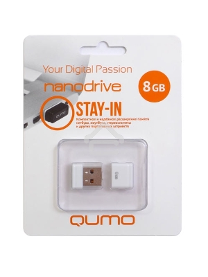 Флэш Диск USB 2.0 QUMO 8GB NANO QM8GUD-NANO-W White