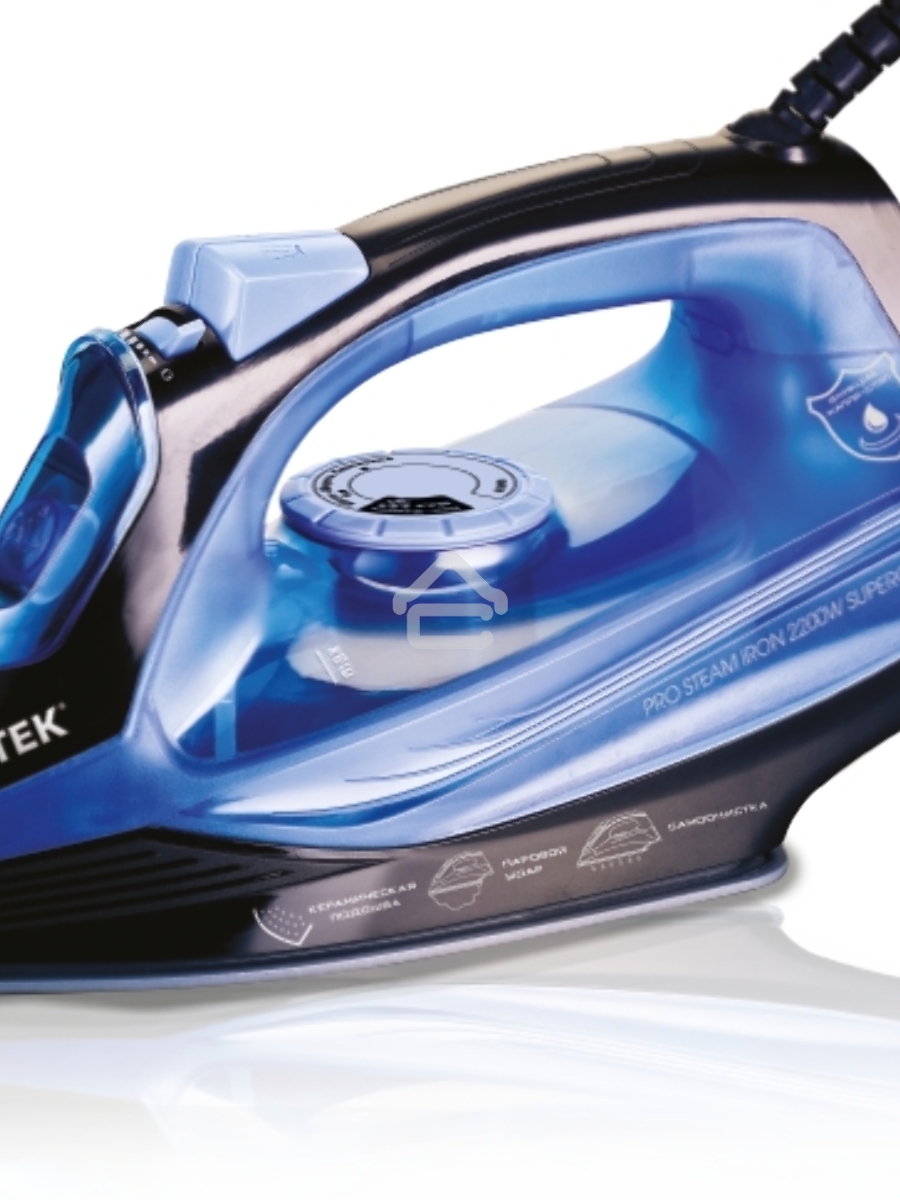 Утюг Centek CT-2351 Blue (синий) 2200Вт, КЕРАМИЧЕСКАЯ подошва, 300 мл, паровой удар, самоочистка