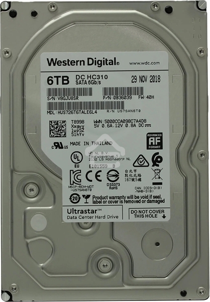 Жесткий диск Western Digital 6Tb 7200rpm HGST SATA-III 0B36039 HUS726T6TALE6L4 Ultrastar 7K6 256Mb 3.5