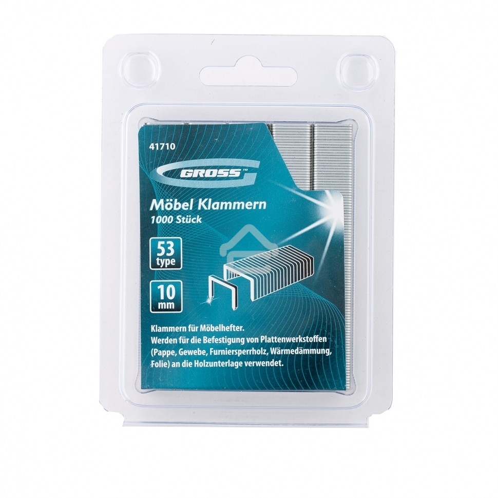 Скобы Gross 10 мм, для мебельного степлера, усиленные, тип 53, 1000 шт.