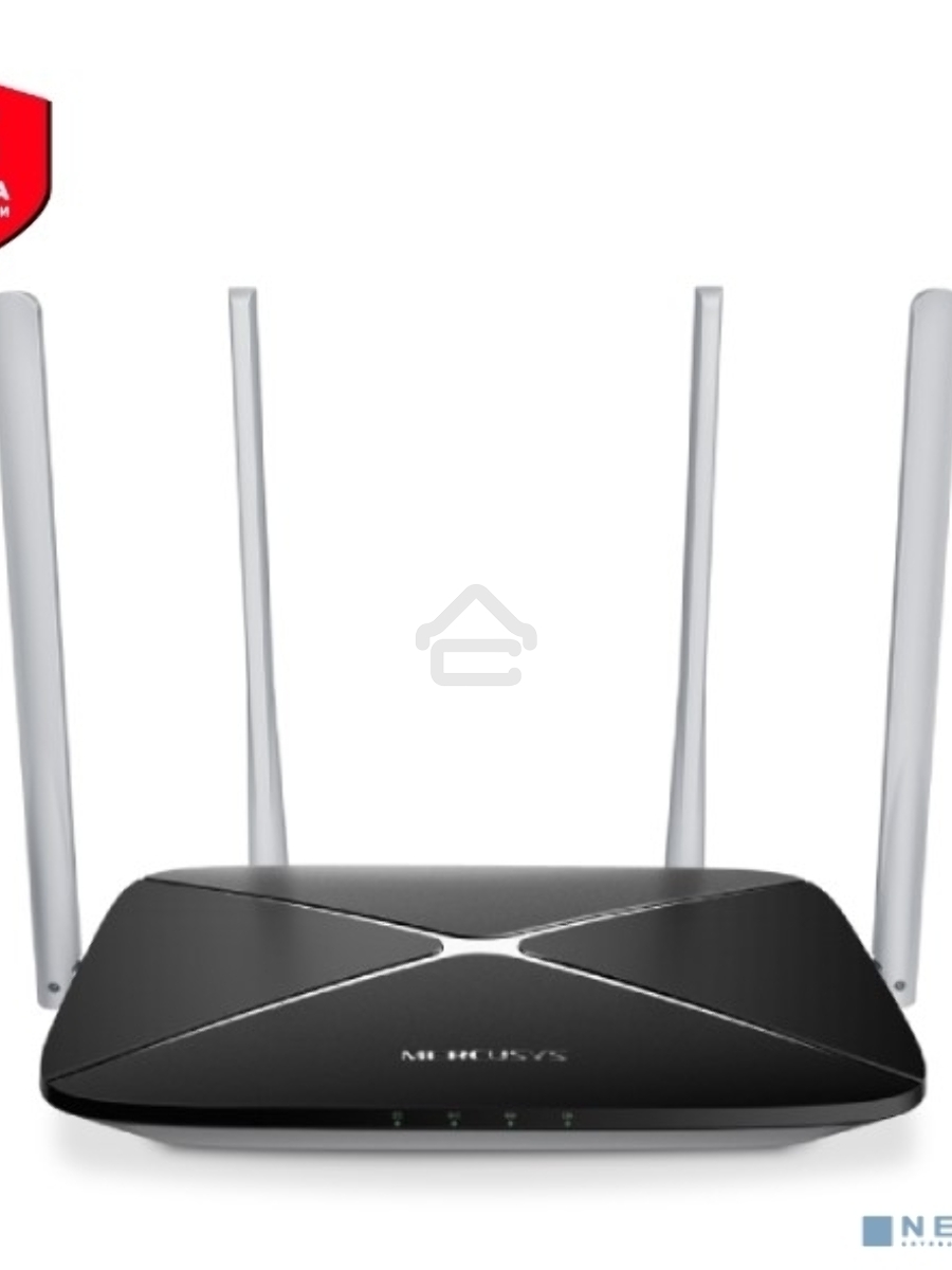 Беспроводный маршрутизатор Mercusys AC12, Dual Band, (867Мбит/с на 5 ГГц + 300Мбит/с на 2,4 ГГц)4 порта 100 Мбит/с, 4 фиксированных антенны
