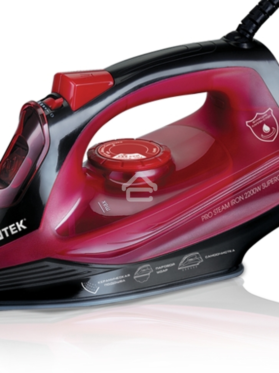 Утюг Centek CT-2351 Red (красный) 2200Вт, КЕРАМИЧЕСКАЯ подошва, 300 мл, паровой удар, самоочистка