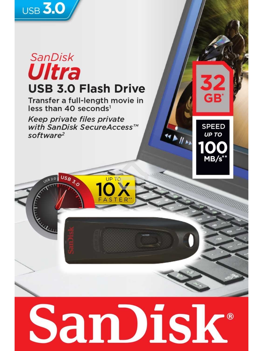 Флеш диск Sandisk 32Gb Ultra SDCZ48-032G-U46 USB3.0 черный