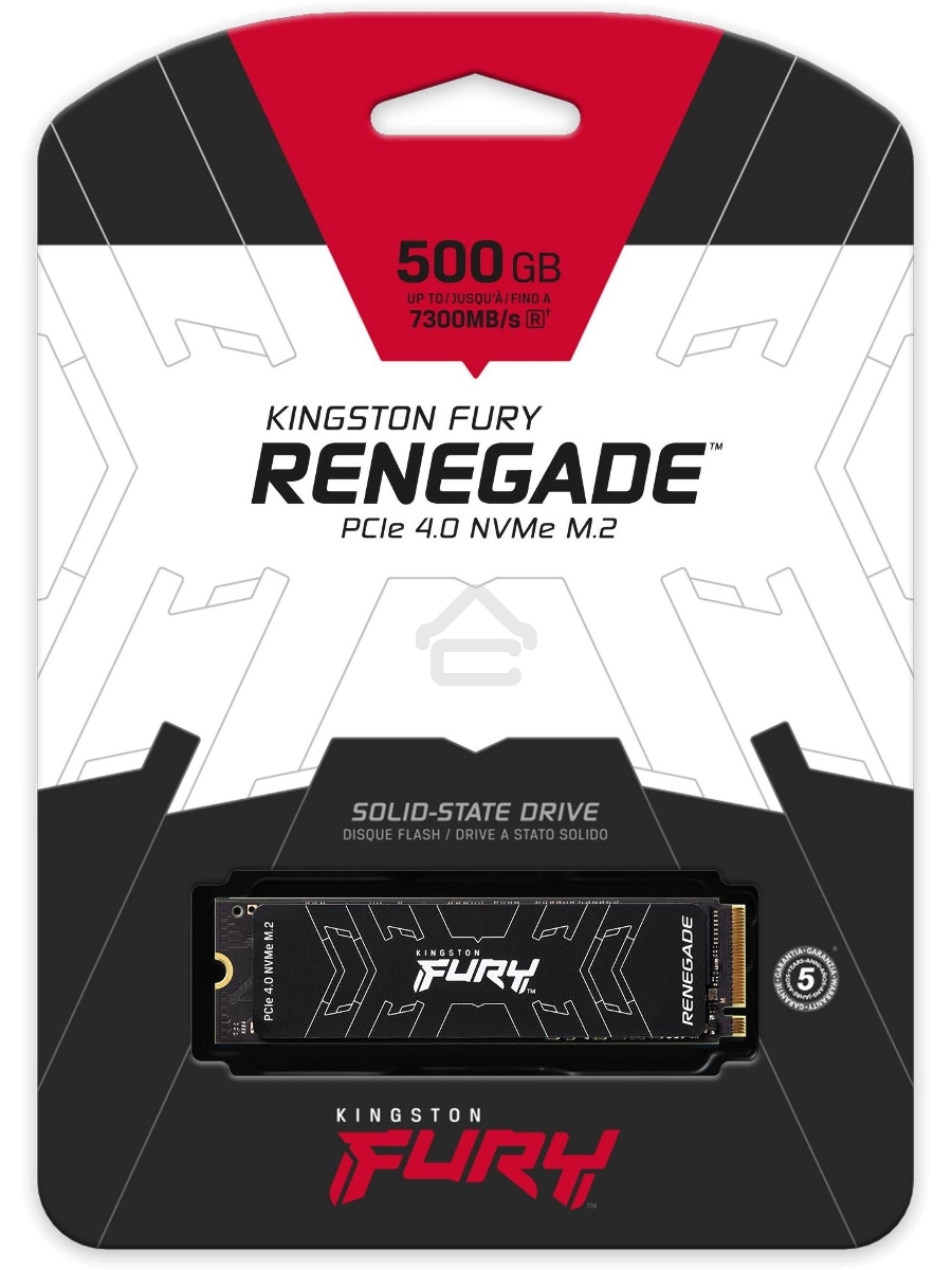Накопитель SSD Kingston Fury Renegade, 500Gb, PCIe 4.0 x4, M.2 2280, NVMe, R/W 7300/3900, с радиатором