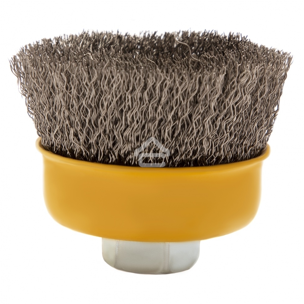 Щетка для УШМ Denzel 75 мм, М14, чашка, витая нержавеющая проволока 0,3 мм