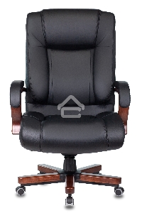 Кресло руководителя Бюрократ T-9925WALNUT/BLACK черный, кожа, крестовина дерево