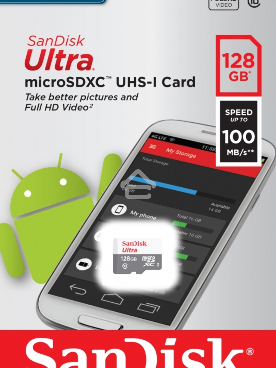 Флеш карта microSD 128GB SanDisk microSDXC Class 10 Ultra UHS-I A1 140MB/s