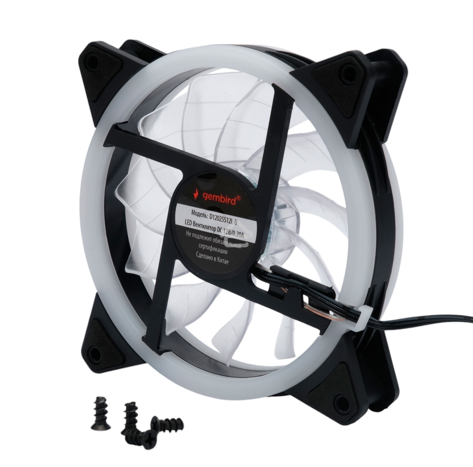 Вентилятор для корпуса Gembird D12025S12L-B черный, 120 мм, 1200 об/мин, 20.5 дБ, 3 pin