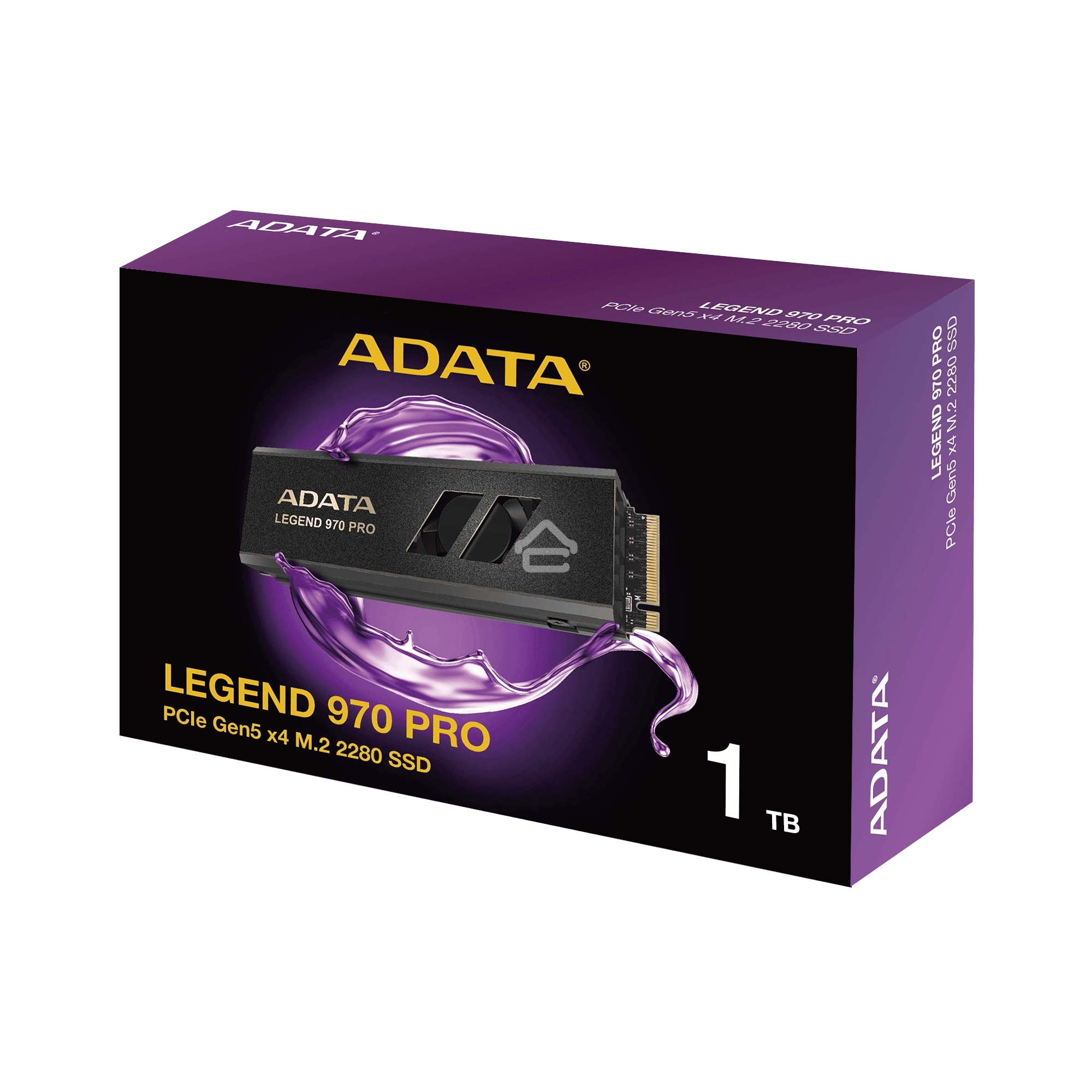 Накопитель SSD ADATA Legend 970 Pro, 1000 Гб, M.2 2280, PCIe 5.0 x4, NVMe 2.0, 3D TLC, R/W 13000/5800 МБ/сек, радиатор с вентилятором