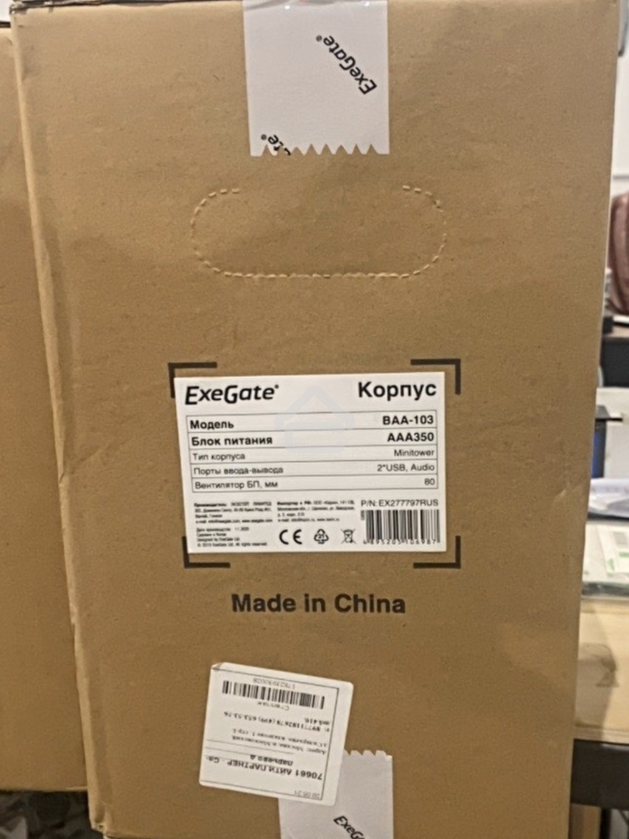 Компьютерный корпус Minitower Exegate BAA-103 Black, mATX, <AAA350, 80mm>, 2*USB, Audio