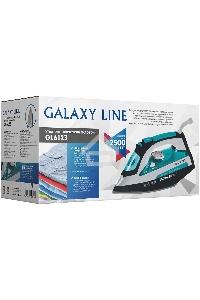 Утюг Galaxy Line GL 6123, голубой с белым, паровой, 2500 Вт, постоянный пар 50 г/мин, паровой удар 230 г/мин, функции: самоочистка, антикапля, антинакипь, функция увлажнения, вертикальное отпаривание, защита от перегрева, индикатор нагрева, керамическое п