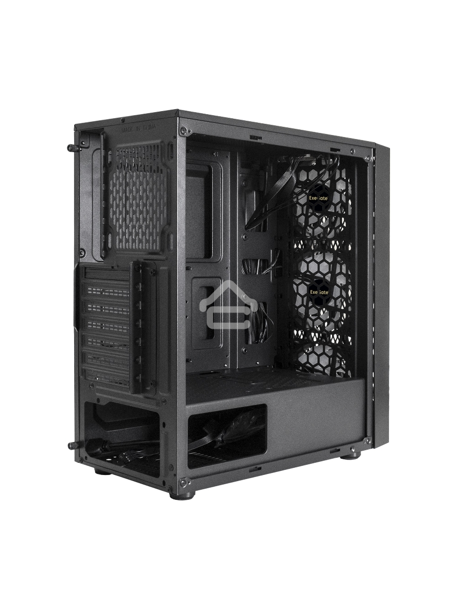 Компьютерный корпус Miditower ExeGate EVO-8243-NPX500 (ATX, БП 500NPX с вент 12 см, 2*USB+1*USB3.0, черный, 3 вент. с RGB подсветкой, боковая панель - закаленное стекло)