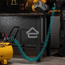 Полиуретановый спиральный шланг профессиональный BASF, 10 м, с быстросъемными соединениями Stels