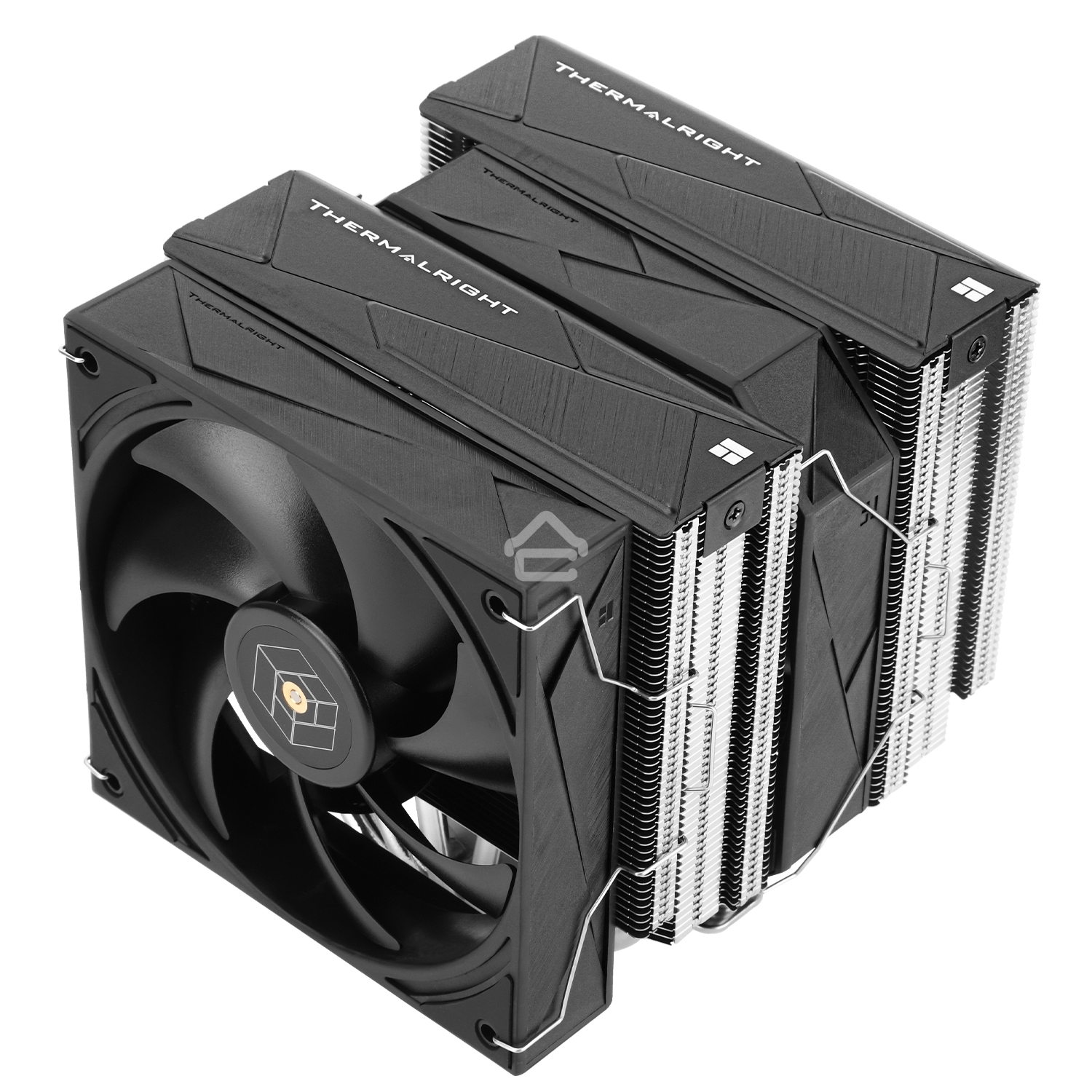 Кулер для процессора Thermalright Royal Pretor 130 (4-pin PWM, 158мм, Ni/Cu, 6x6мм, 1x120+1x130мм, 80.45CFM/81.88CFM, 29.4dBA/28.3dBA, 2150PM/1750RPM, S: 1200, 1700, 1851, 2011, 2066, 115X, AM4, AM5, silver, black)