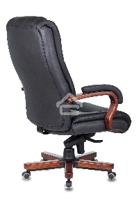 Кресло руководителя Бюрократ T-9925WALNUT/BLACK черный, кожа, крестовина дерево