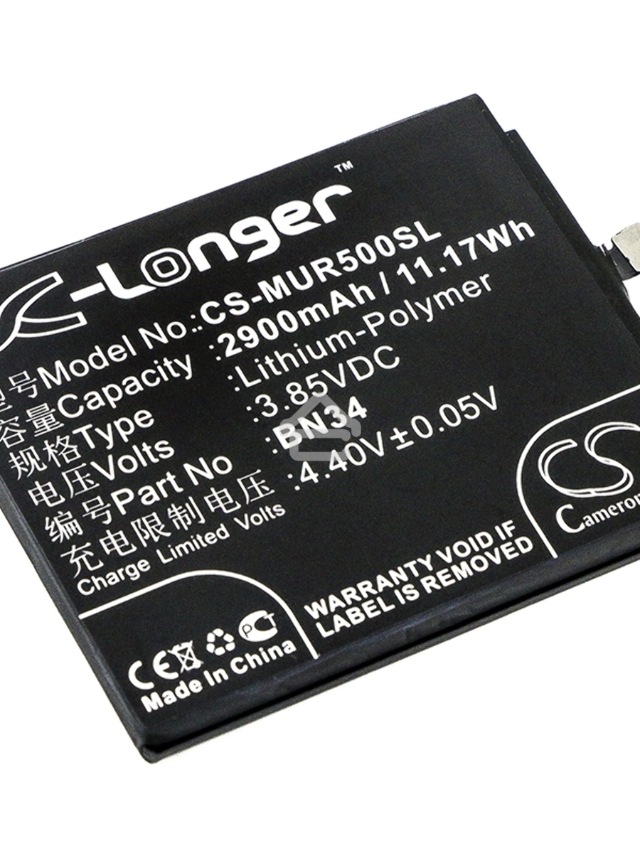 Аккумулятор CameronSinoCS-MUR500SL BN34 для Xiaomi Redmi 5A3.85V / 2900mAh / 11.17Wh