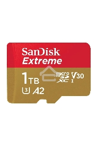 Флеш карта microSDXC SanDis 1024GBEXTREME Class 10, UHS-I, W130, R 190 МБ/с, <SDSQXAV-1T00-GN6MN> без адаптера на SD