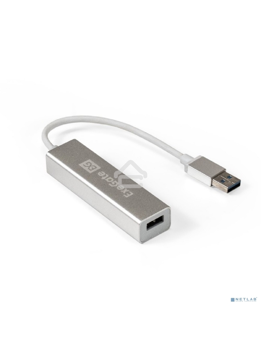 Хаб USB (концентратор) ExeGate DUB-4 (кабель-адаптер USB3.0 --> 4xUSB3.0, Plug&Play, серебристый)