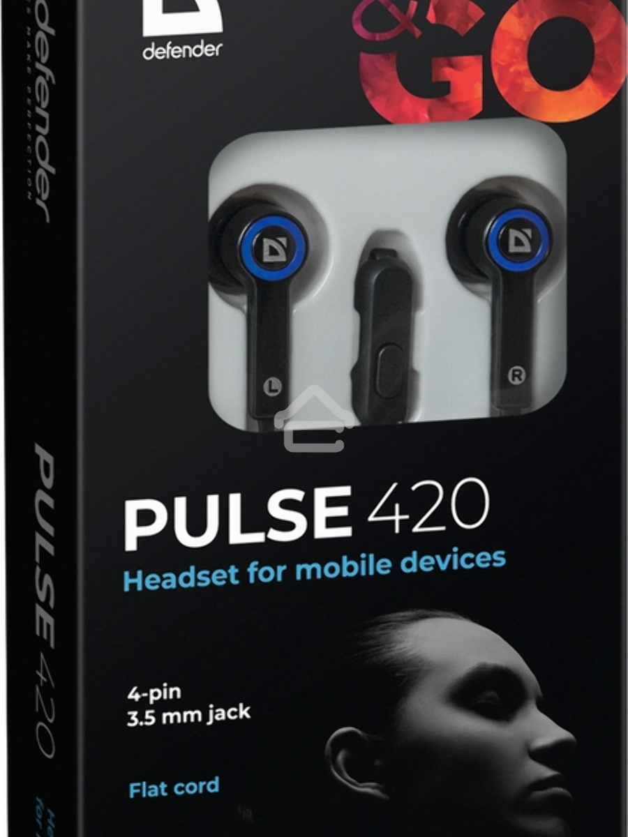 Гарнитура Defender Pulse-420 черный/синий 4-пин 3 5 мм jack кабель 1.2 м